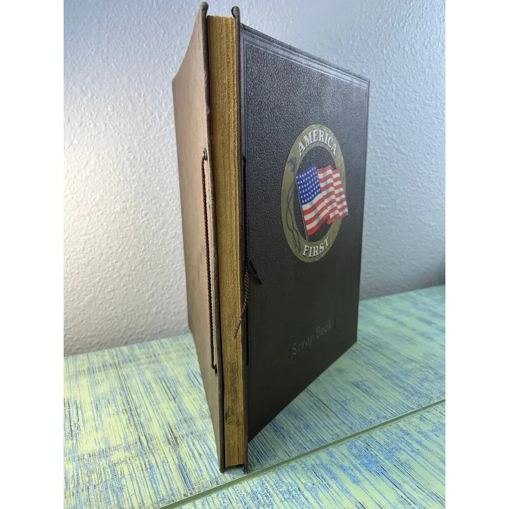Vintage 1940s WWII Era Mastercraft America First Flag Scrapbook Album 12x15